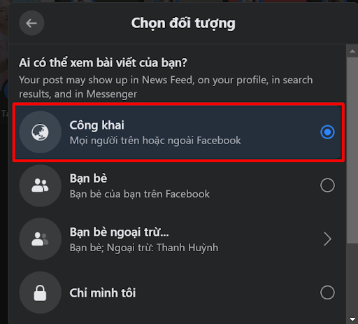 Cài đặt quyền riêng tư