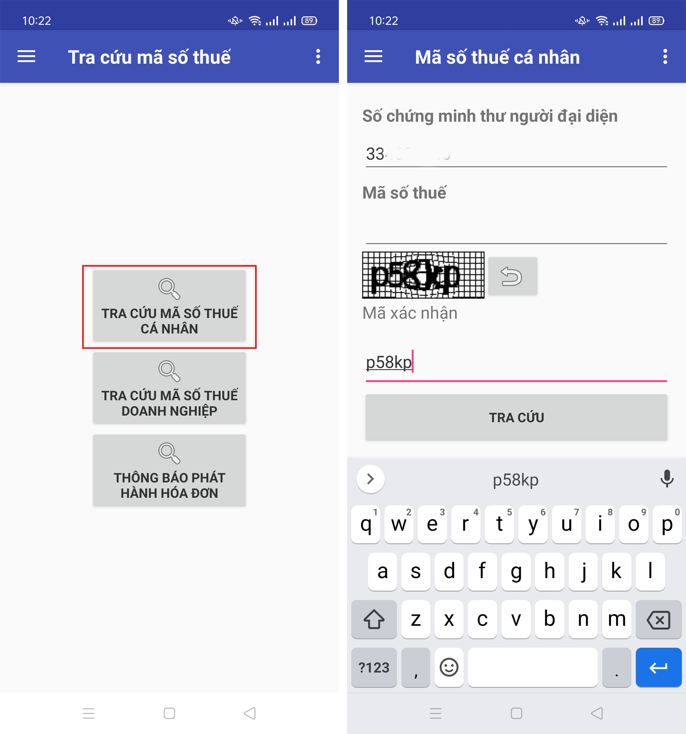 Tra cứu bằng ứng dụng