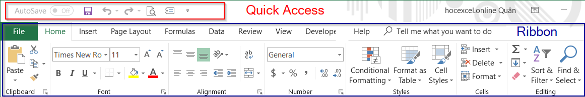 Hai loại thanh công cụ trong Excel
