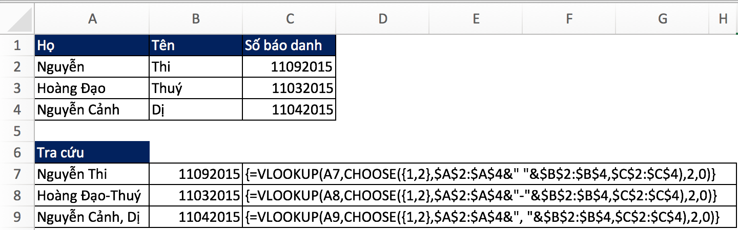 Tra cứu dữ liệu đặc biệt