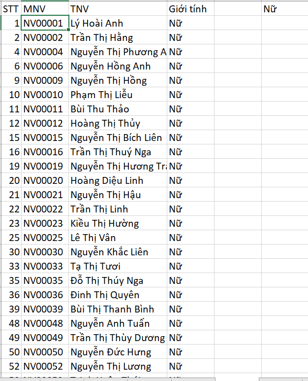 Kết quả lọc dữ liệu với hàm Heotimkiemmang