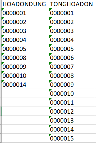 Ví dụ bảng kê hóa đơn