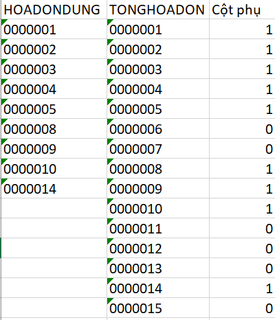 Lọc hóa đơn xóa bỏ bằng Excel