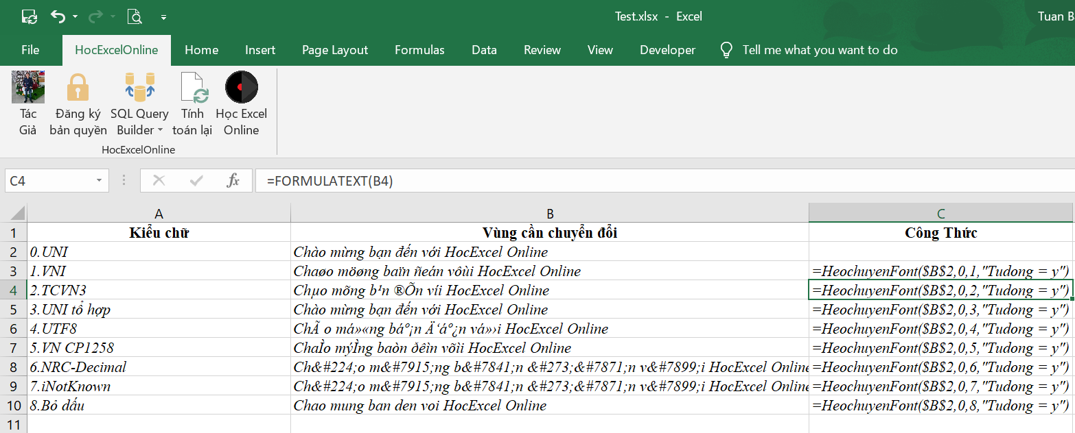 Khắc Phục Lỗi Font Chữ Trong Excel Với Add-ins Học Excel Online Khắc Phục Lỗi Font Chữ Trong Excel Với Add-ins Học Excel Online