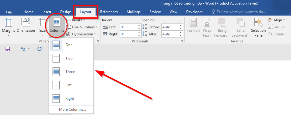 Chia cột trong Word
