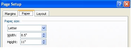 Tab Paper trong Page Setup