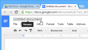 Top left corner of the Google Docs interface highlighting the Untitled Document text field