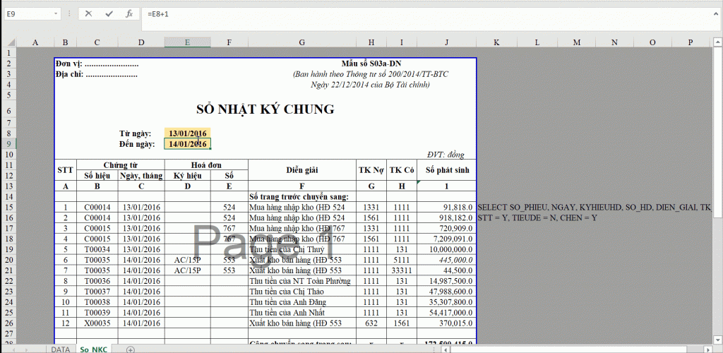 Lập Sổ Nhật Ký Chung trong Excel với Hàm HeoSQL alt text: Cách sử dụng hàm HeoSQL