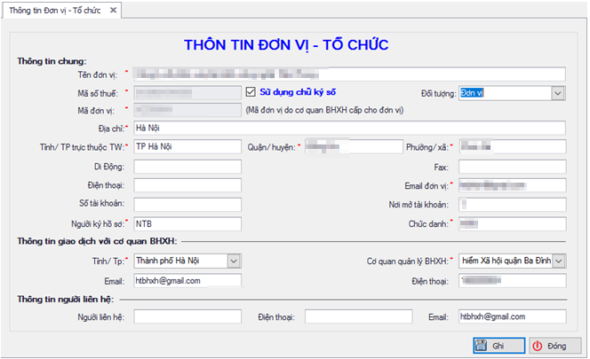 Thông tin đơn vị trên KBHXH