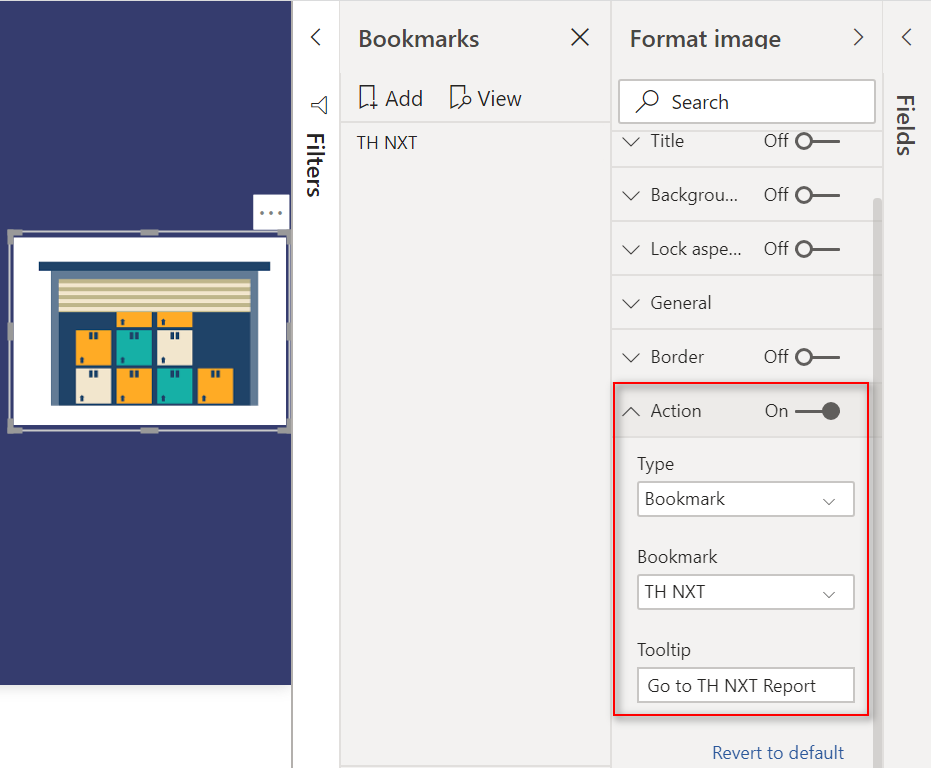 Chèn hình ảnh và thiết lập Action trong Power BI