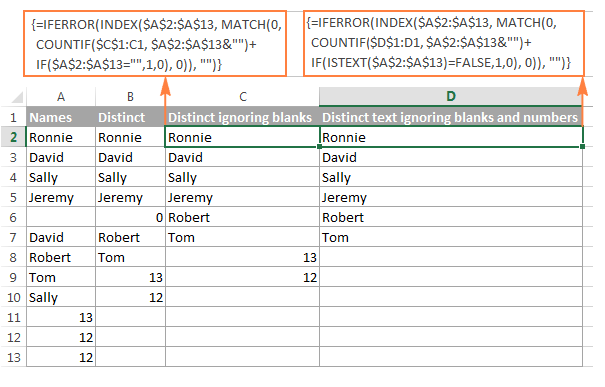 Kết quả sau khi loại bỏ ô trống và số