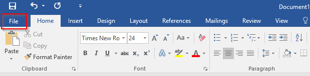 Mở hộp thoại Print trong Word