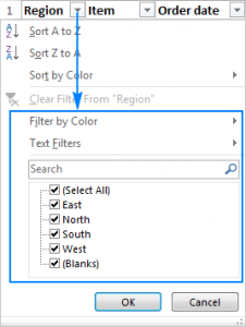 Bộ lọc tự động trong Excel