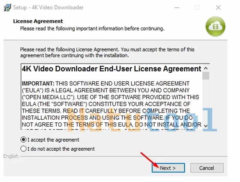 alt text: Đồng ý điều khoản sử dụng 4K Video Downloader