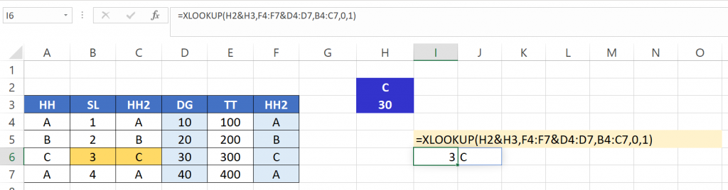 Nối chuỗi trong XLOOKUP