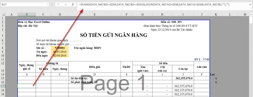 Hướng Dẫn Lập Sổ Kế Toán Chi Tiết Tiền Gửi Ngân Hàng Trong Excel Lấy thông tin phát sinh