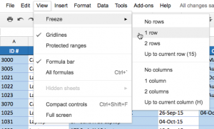 Đóng băng hàng tiêu đề