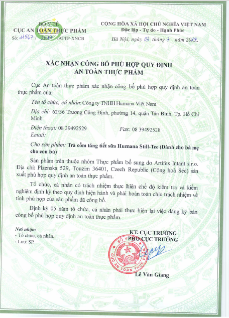 Giấy xác nhận của Bộ y tế