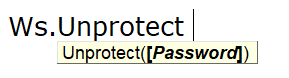 Code VBA để Unprotect Sheet