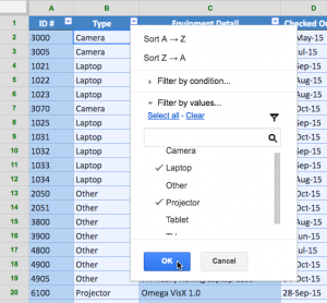 Chọn mục bộ lọc