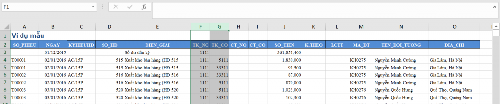 Result of the reciprocal account formula in the spreadsheet