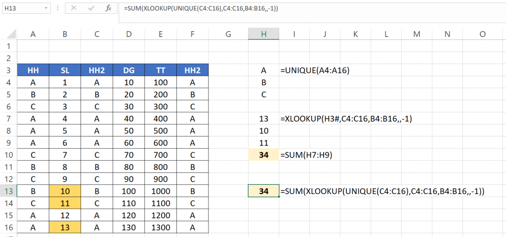 Kết hợp XLOOKUP với hàm khác