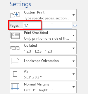Final confirmation of print settings in the Page Setup window