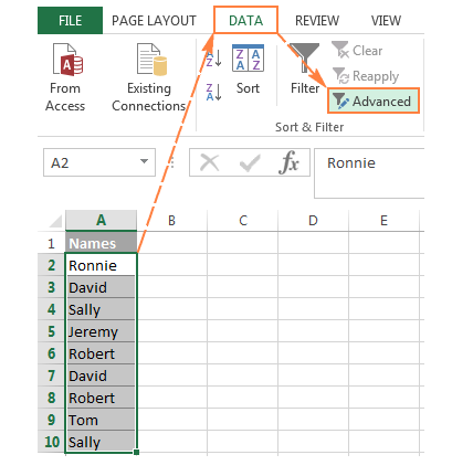 Sử dụng Advanced Filter