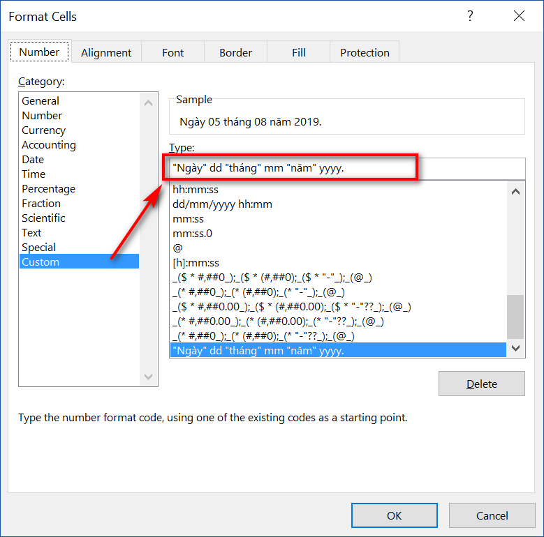 Chuyển đổi định dạng ngày tháng trong Excel