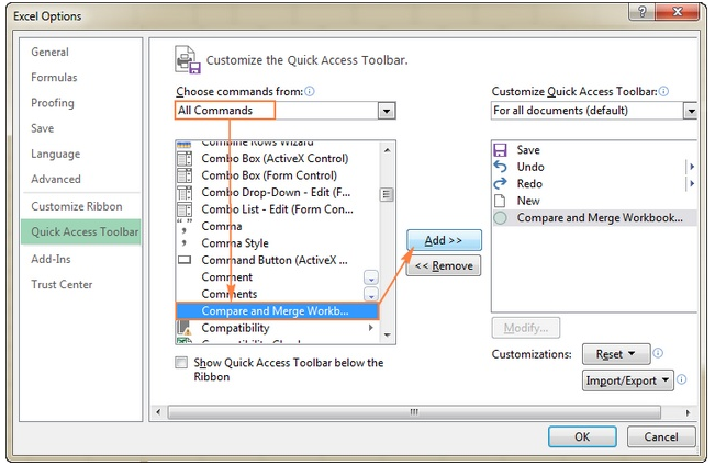 Thêm Compare and Merge