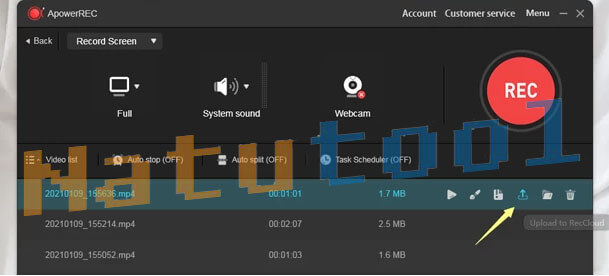 Chia sẻ video với ApowerREC