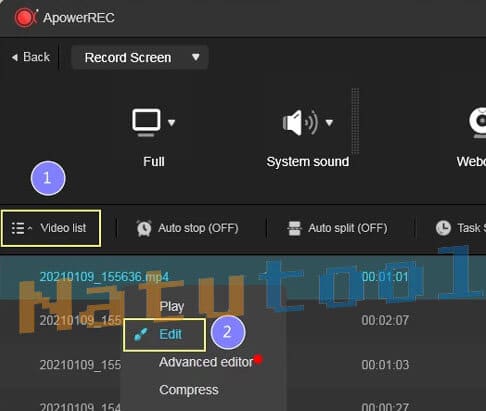 Chỉnh sửa video với ApowerREC