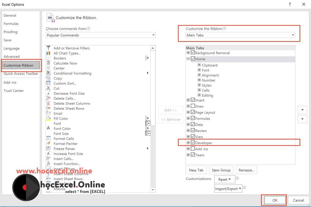 Hiển thị Thẻ Developer trong Excel: Hướng dẫn Chi tiết mở thẻ developer trong excel