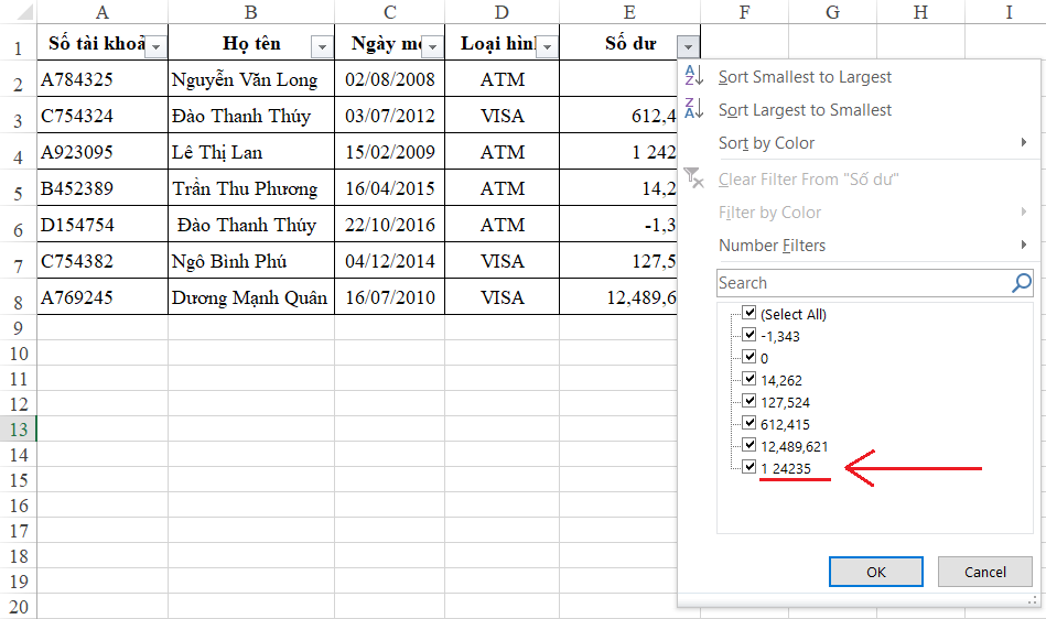 Xử Lý Lỗi Định Dạng Số Trong Excel: Hướng Dẫn Chi Tiết Sắp xếp dữ liệu số trong AutoFilter