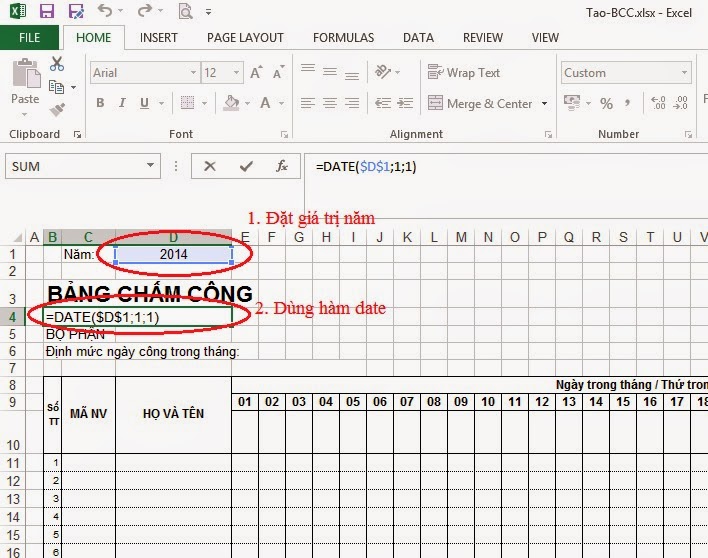 Hướng dẫn tạo bảng chấm công bằng Excel chi tiết Hướng dẫn tạo bảng chấm công bằng Excel chi tiết