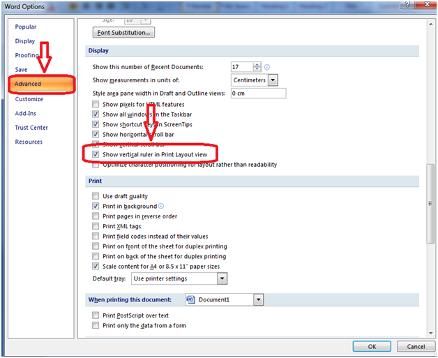 Cài đặt hiển thị Ruler trong Word Options