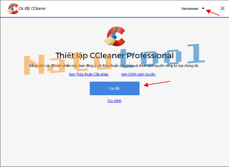 Chọn ngôn ngữ CCleaner