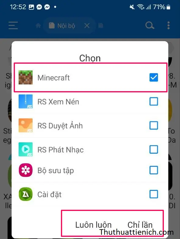 Hướng dẫn Việt hóa Minecraft 1.21 trên Android với Tyel Vietnamese Mở file Tyel Vietnamese bằng Minecraft