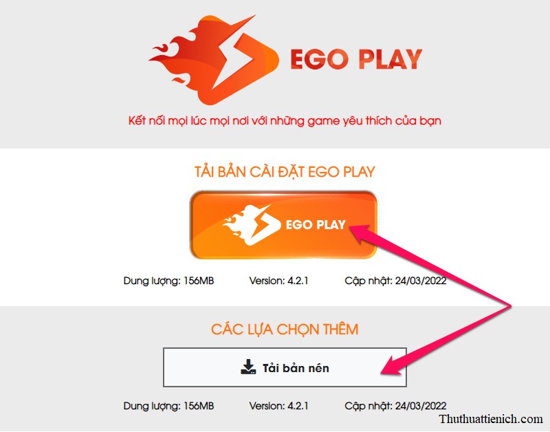Giao diện tải EGO Play