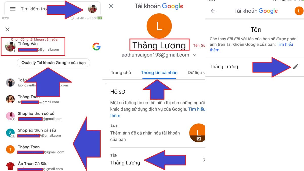 Cách đổi tên tài khoản Google trên điện thoại