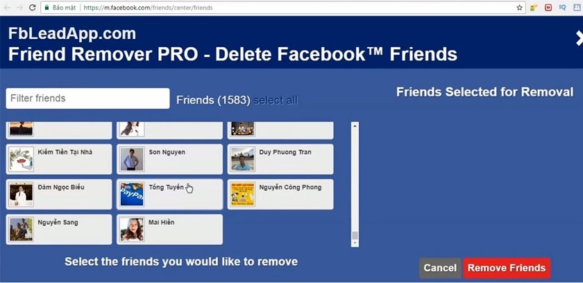 Cài đặt Friend Remover Pro