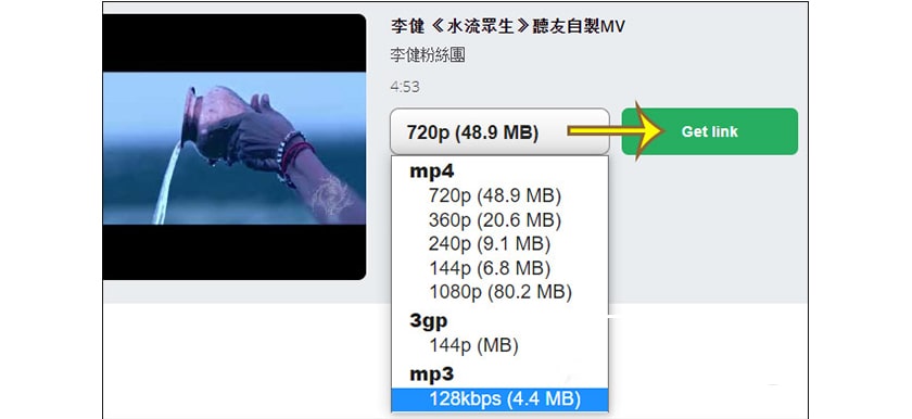 Chọn định dạng MP3 và tải nhạc