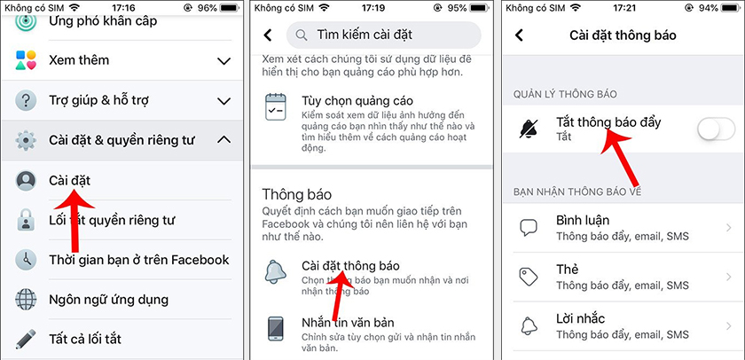 Cài đặt thông báo Facebook trên điện thoại