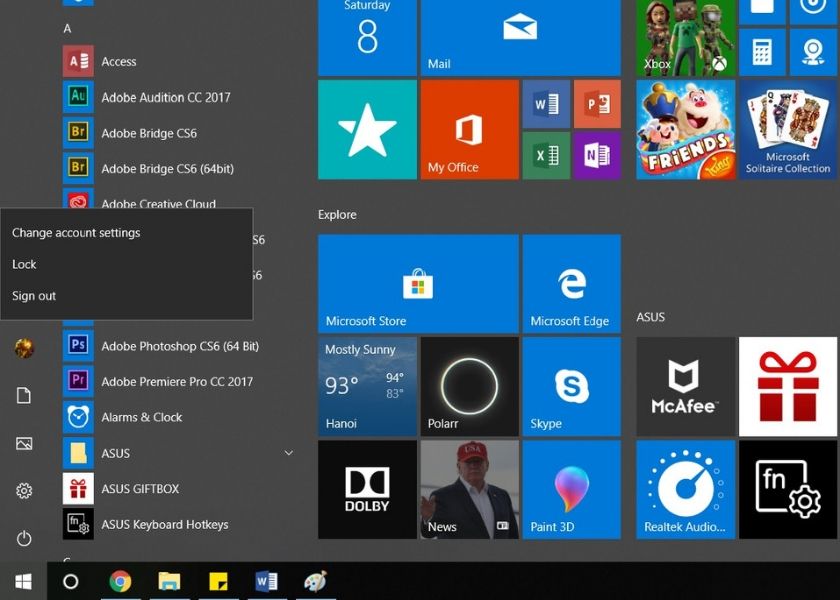 Thiết lập tài khoản Windows 10