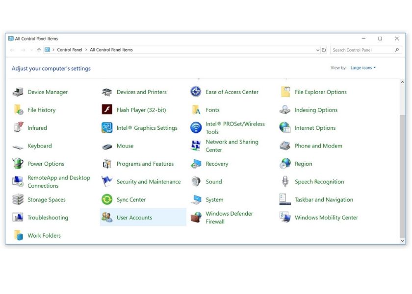 Chọn User Accounts