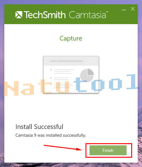 Cài đặt Camtasia 9 trên Windows 10 hoàn tất