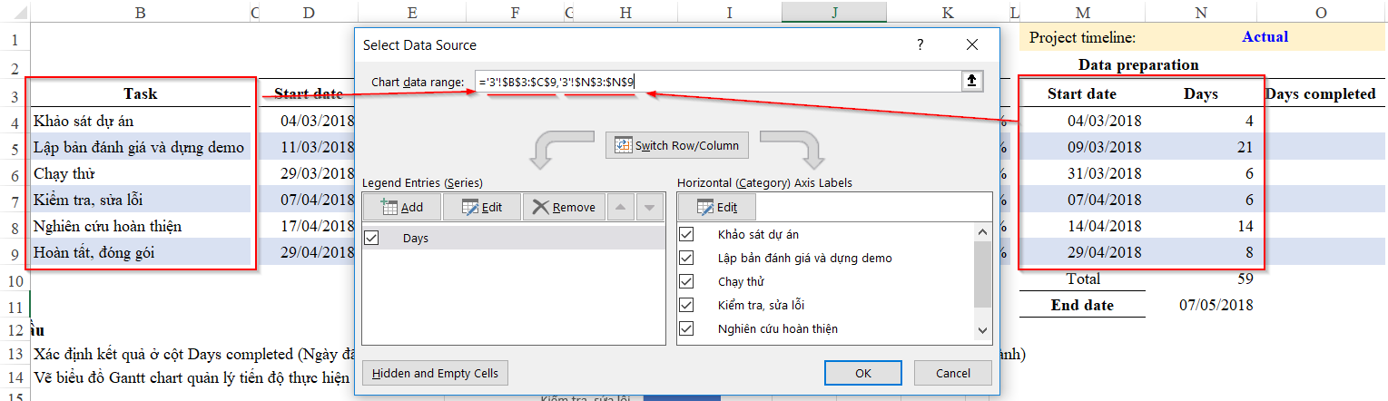 Hướng Dẫn Vẽ Biểu Đồ Gantt Chart Quản Lý Dự Án Trong Excel