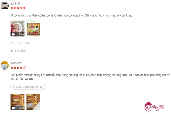 Cốm Lợi Sữa Mummilk: Review Chi Tiết, Giá Cả và Nơi Mua Phản hồi của khách hàng về cốm lợi sữa Mummilk trên Shopee