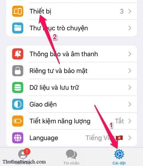 Giao diện cài đặt Telegram trên iPhone