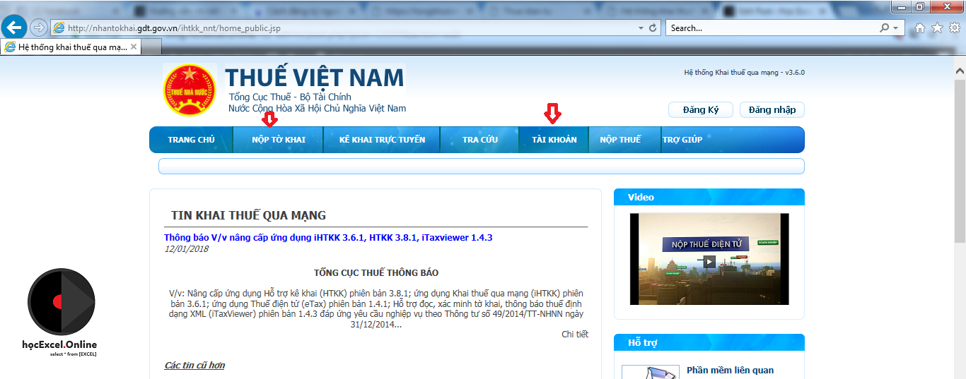 Alt text: Giao diện trang nhantokhai.gdt.gov.vn